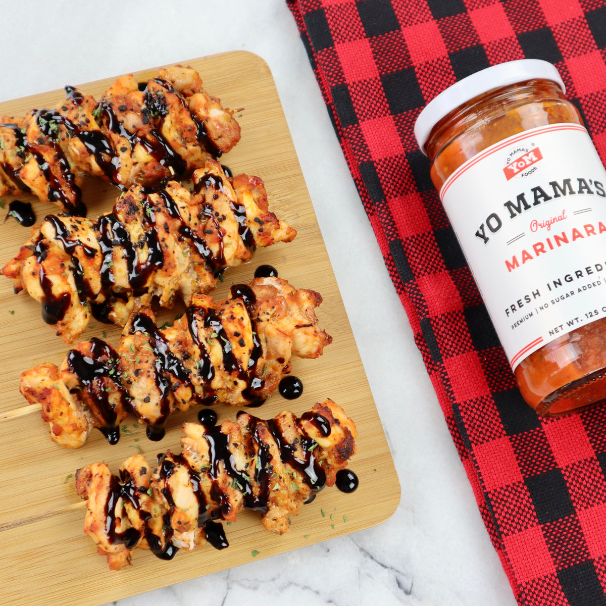 Marinara Chicken Kebabs Yo Mama's Foods