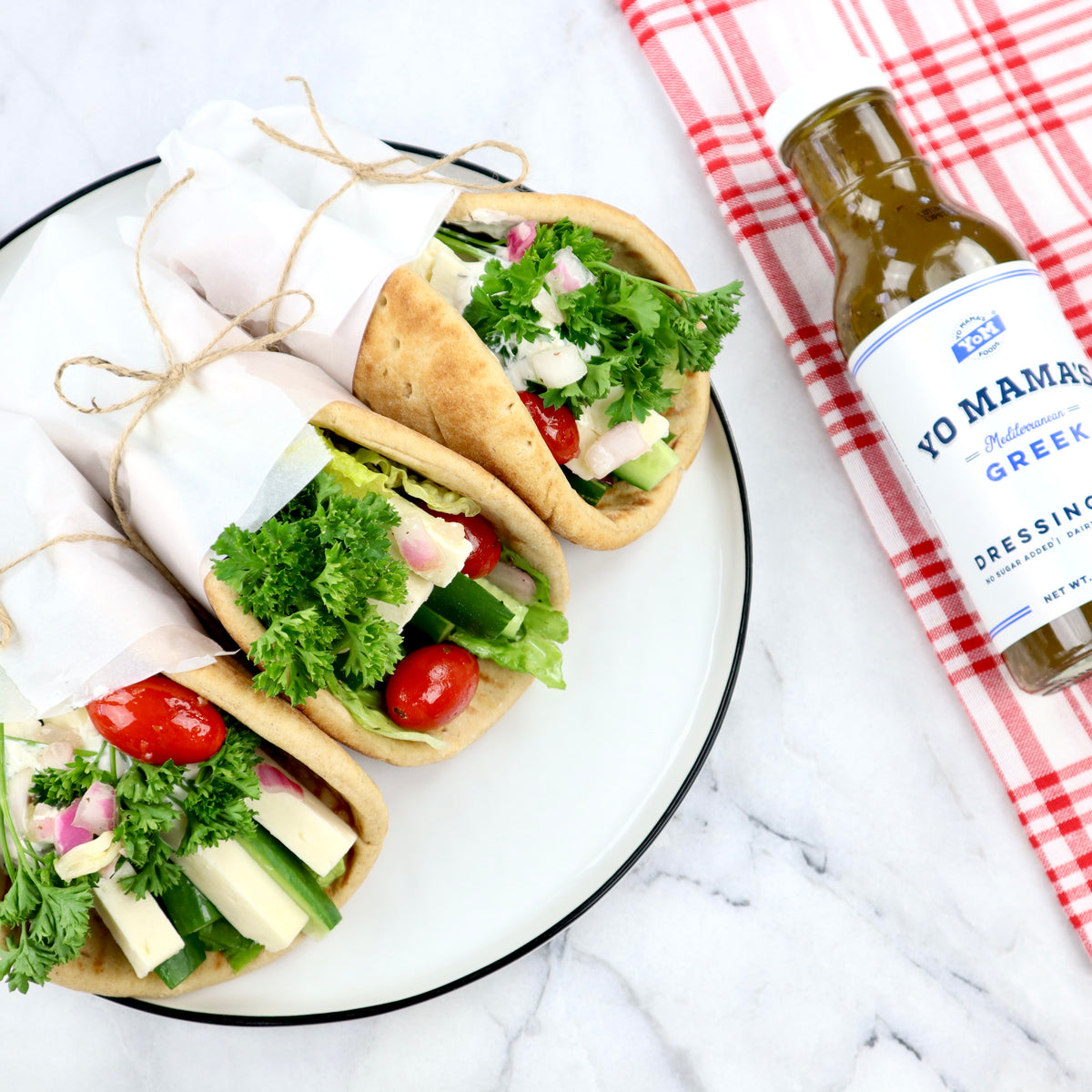 Greek Veggie Pitas – Yo Mama's Foods