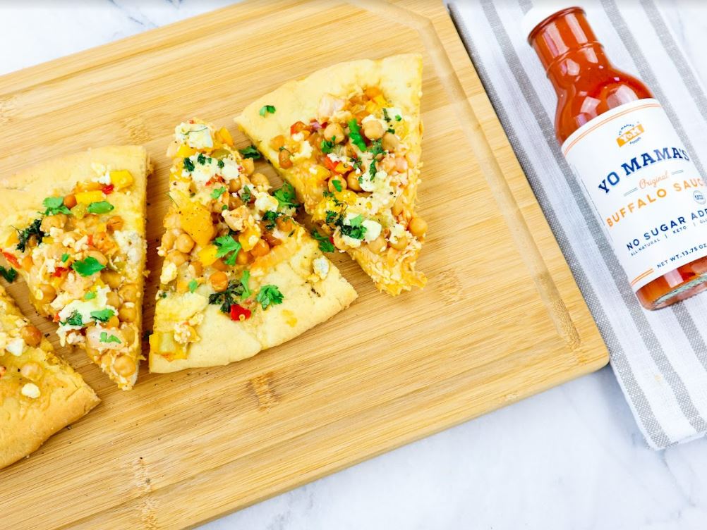 Buffalo Chickpea and Chicken Pizza - Yo Mama's Foods