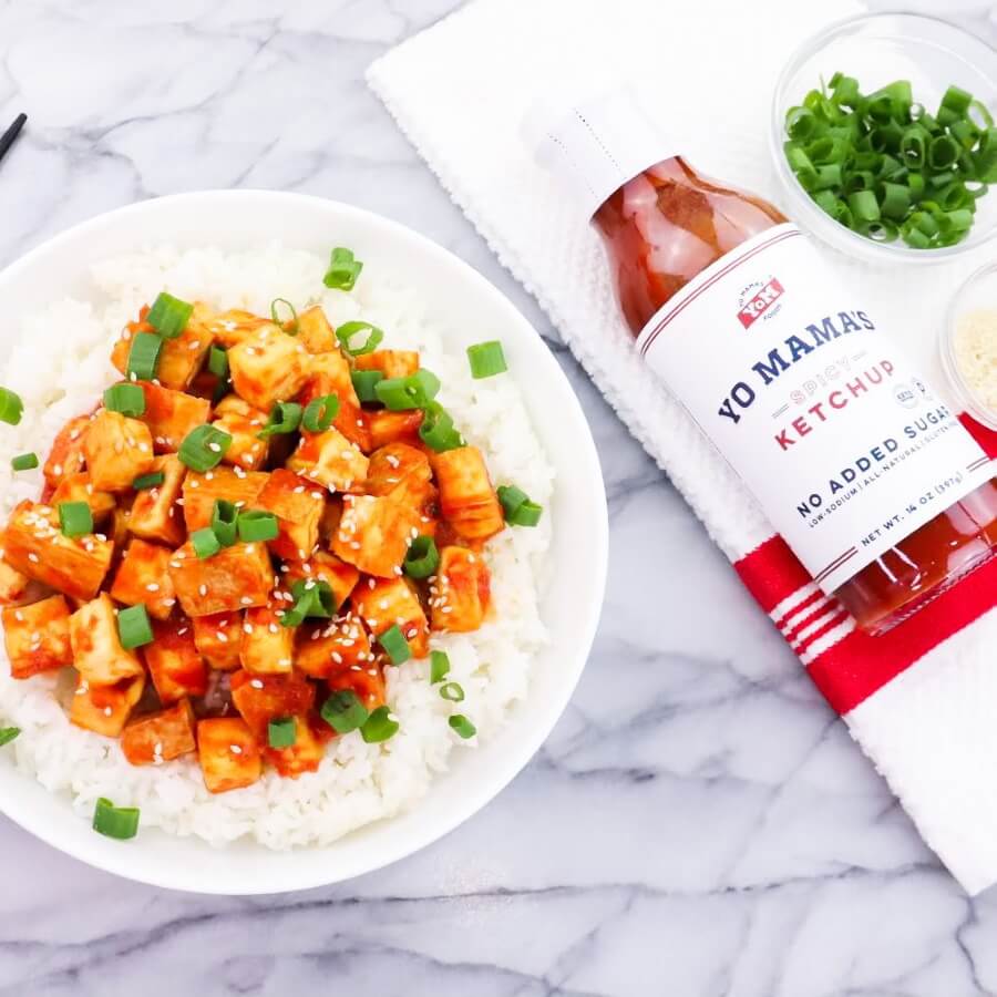 Asian Tofu Bowl with Spicy Ketchup